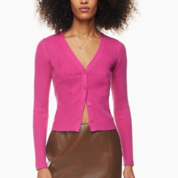 NWT Aritzia Wilfred Manila Cardigan ~ M ~ Vital Pink - Picture 2 of 5